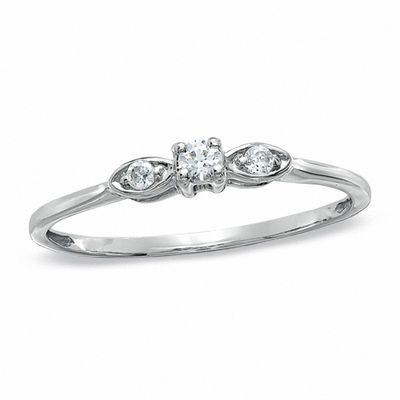 0.10 CT. T.W. Diamond Three Stone Ring in 10K White Gold