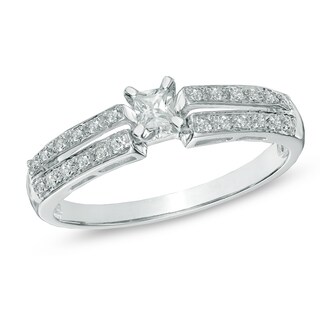 0.25 CT. T.W. Princess-Cut Diamond Promise Ring in 10K White Gold