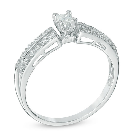 0.25 CT. T.W. Princess-Cut Diamond Promise Ring in 10K White Gold