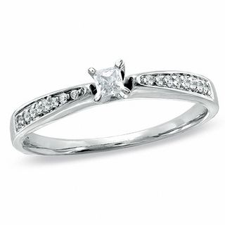 0.20 CT. T.W. Princess-Cut Diamond Tapered Shank Promise Ring in 10K White Gold