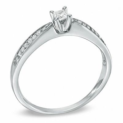 0.20 CT. T.W. Princess-Cut Diamond Tapered Shank Promise Ring in 10K White Gold