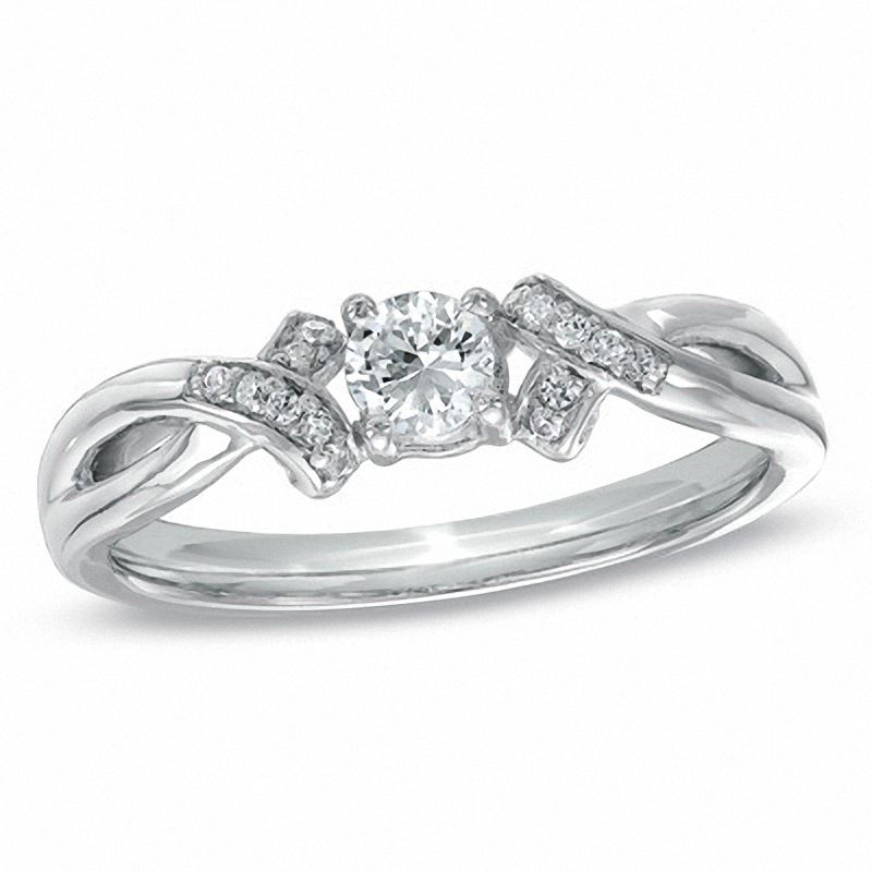 0.20 CT. T.W. Diamond Ribbon Promise Ring in 10K White Gold|Peoples Jewellers