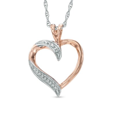 Diamond Accent Heart Pendant in 10K Rose Gold