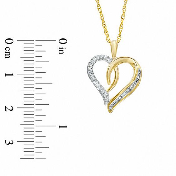 0.16 CT. T.W. Diamond Swirling Heart Pendant in 10K Gold