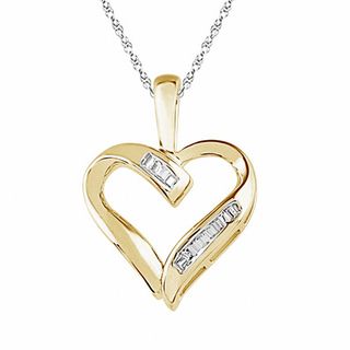 Baguette Diamond Accent Heart Pendant in 10K Gold | Peoples Jewellers