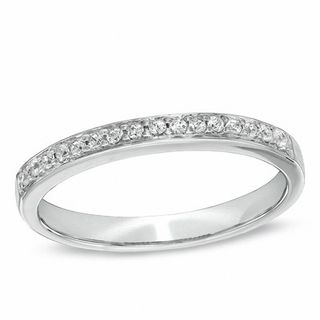 Ladies' 0.12 CT. T.W. Diamond Wedding Band in 10K White Gold