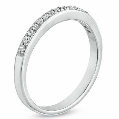 Ladies' 0.12 CT. T.W. Diamond Wedding Band in 10K White Gold