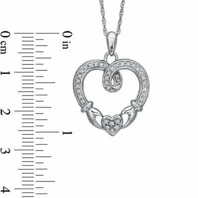 0.16 CT. T.W. Diamond Claddagh Loop Heart Pendant in Sterling Silver