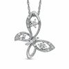 Thumbnail Image 1 of 0.16 CT. T.W. Diamond Butterfly with Star Wings Pendant in Sterling Silver