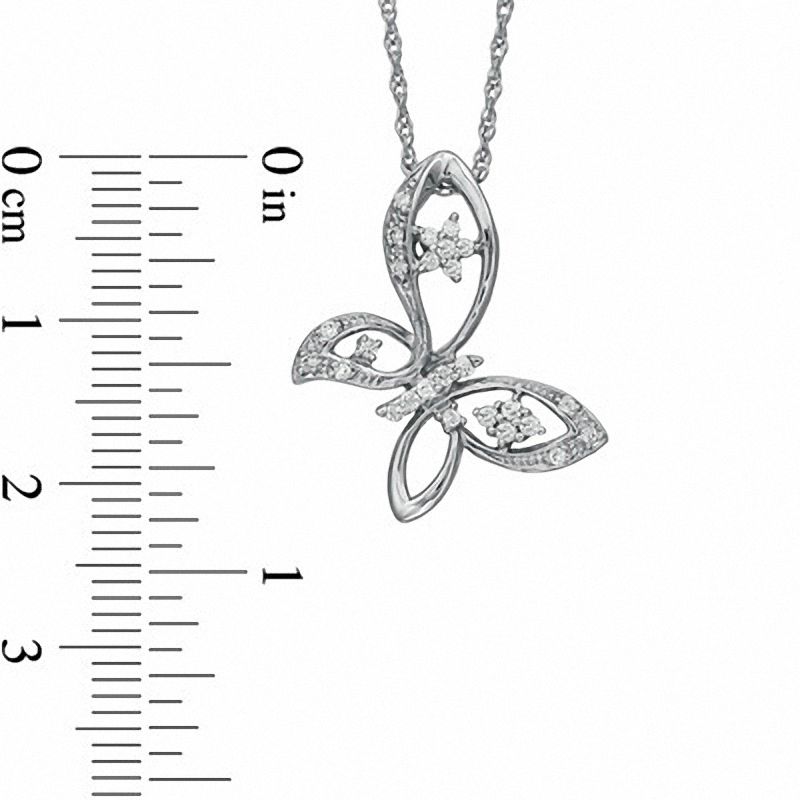 0.16 CT. T.W. Diamond Butterfly with Star Wings Pendant in Sterling Silver|Peoples Jewellers