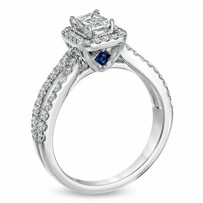 Vera Wang Love Collection 0.95 CT. T.W. Emerald-Cut Diamond Split Shank Ring in 14K White Gold