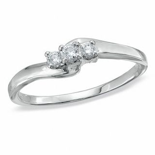 0.16 CT. T.W. Diamond Three Stone Bypass Promise Ring in Sterling Silver