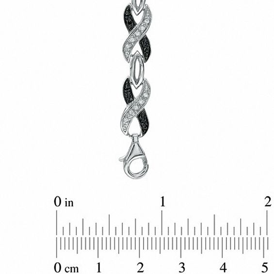 0.33 CT. T.W. Black and White Diamond "X" Bracelet in Sterling Silver