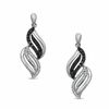 0.50 CT. T.W. Enhanced Black and White Diamond Wave Drop Earrings in Sterling Silver