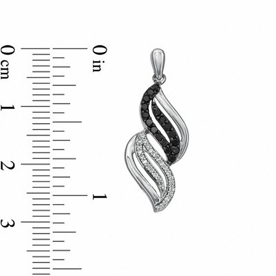 0.50 CT. T.W. Enhanced Black and White Diamond Wave Drop Earrings in Sterling Silver