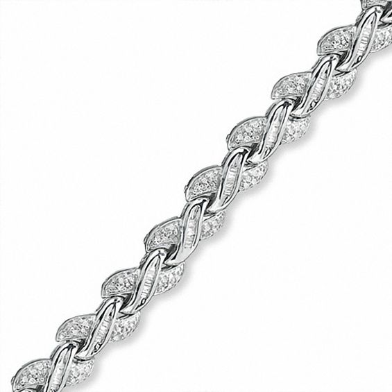 1.00 CT. T.W. Diamond "X" Bracelet in Sterling Silver