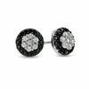 0.50 CT. T.W. Enhanced Black and White Diamond Round Frame Earrings in 10K White Gold