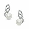 Thumbnail Image 0 of Honora 6.5-7.0mm Freshwater Cultured Pearl and Diamond Accent Swirl Earrings in Sterling Silver