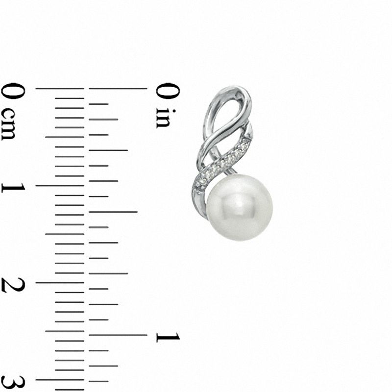 Honora 6.5-7.0mm Freshwater Cultured Pearl and Diamond Accent Swirl Earrings in Sterling Silver