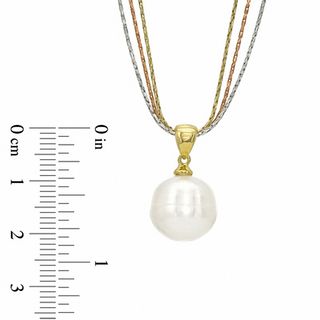 Honora 12.0-13.0mm Freshwater Cultured Pearl Pendant in Sterling Silver and 18K Gold Plate