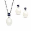 Thumbnail Image 0 of Honora 8.0-8.5mm Freshwater Cultured Pearl and Iolite Pendant and Earrings Set in Sterling Silver