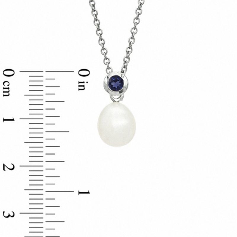 Honora 8.0-8.5mm Freshwater Cultured Pearl and Iolite Pendant and Earrings Set in Sterling Silver|Peoples Jewellers