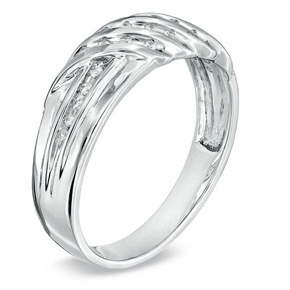 Men's 0.10 CT. T.W. Diamond Band in Sterling Silver