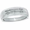 Men's 0.10 CT. T.W. Diamond Double Row Wedding Band in 10K White Gold