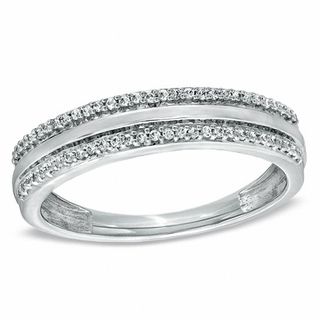 Men's 0.20 CT. T.W. Diamond Edge Wedding Band in 10K White Gold