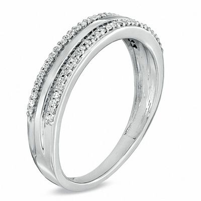 Men's 0.20 CT. T.W. Diamond Edge Wedding Band in 10K White Gold