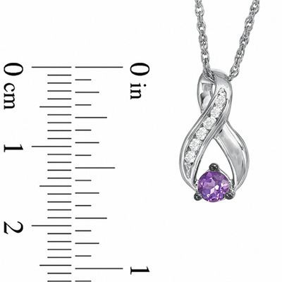 4.0mm Amethyst and 0.10 CT. T.W. Diamond Infinity Loop Pendant in Sterling Silver