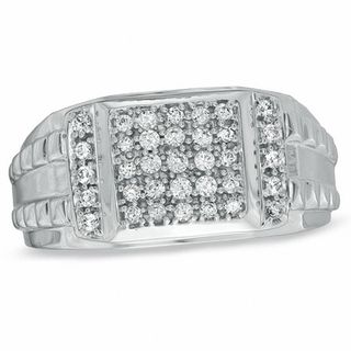 Men's 0.50 CT. T.W. Square-Shaped Multi-Diamond Ring in Sterling Silver