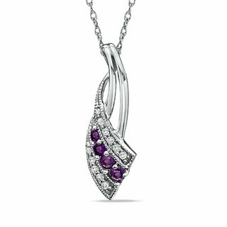 Journey Amethyst and Diamond Accent Pendant in 10K White Gold