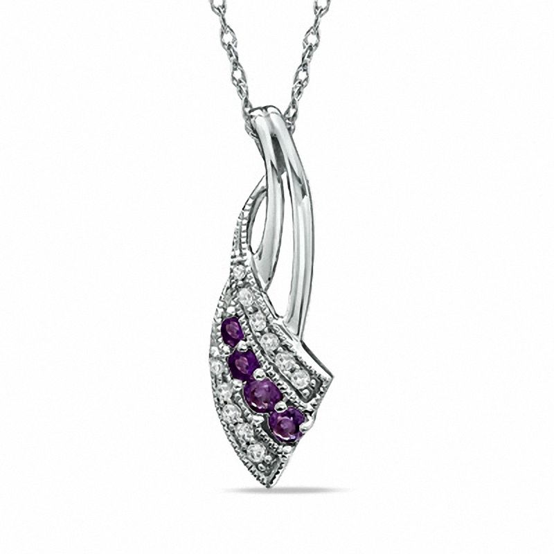 Journey Amethyst and Diamond Accent Pendant in 10K White Gold|Peoples Jewellers