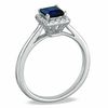 Princess-Cut Blue Lab-Created Sapphire and 0.15 CT. T.W. Diamond Engagement Ring in 10K White Gold