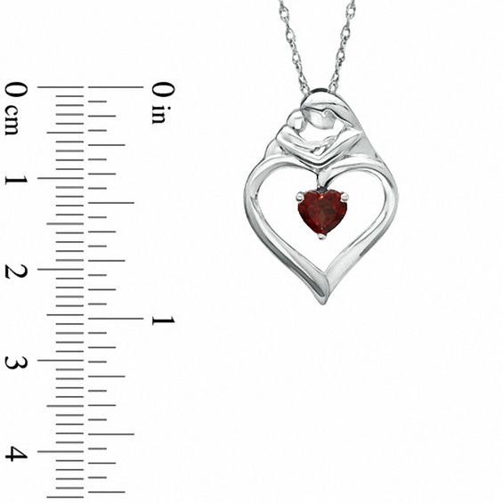 Heart-Shaped Garnet Motherly Love Pendant in Sterling Silver