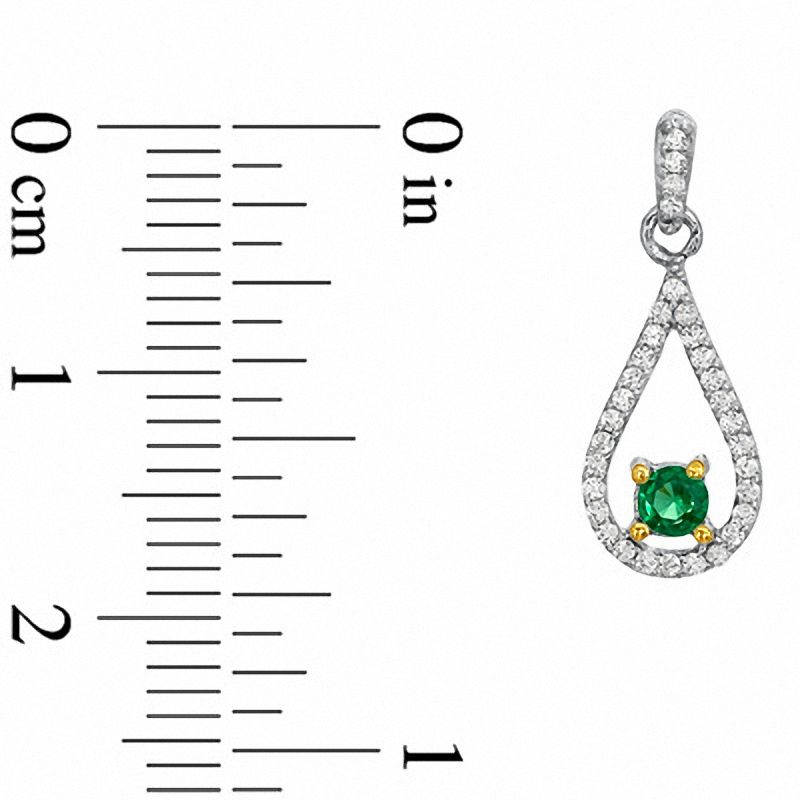 Lab-Created Emerald and 0.20 CT. T.W. Diamond Drop Earrings in Sterling Silver