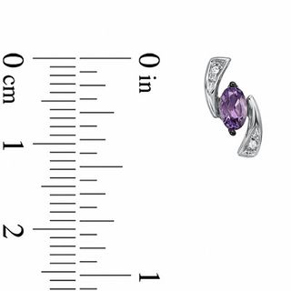 5.0mm Oval Amethyst and Diamond Accent Boomerang Earrings in 10K White Gold