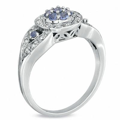 Tanzanite and White Sapphire Ring in 10K White Gold