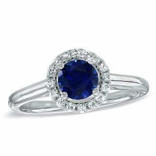 Oval Blue Sapphire Filigree Ring in 10K White Gold with Diamond