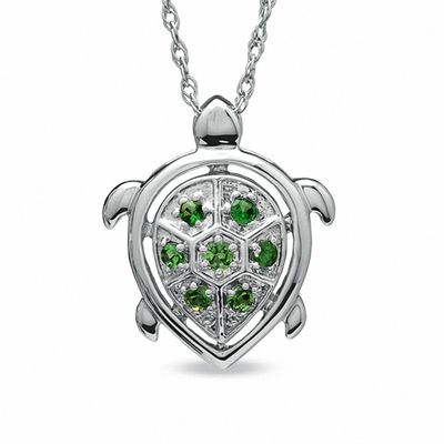 Tsavorite Turtle Pendant in Sterling Silver