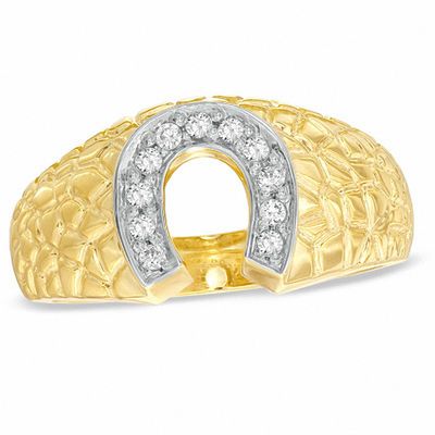 Men's 0.20 CT. T.W. Diamond Horseshoe Nugget Ring in 10K Gold