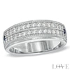 Vera Wang Love Collection Men's 0.58 CT. T.W. Diamond Double Row Wedding Band in 14K White Gold