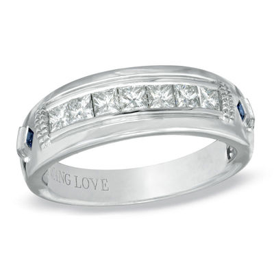 Vera Wang Love Collection Men's 0.70 CT. T.W. Square-Cut Diamond Wedding Band in 14K White Gold