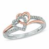 0.10 CT. T.W. Diamond Hearts Split Shank Ring in Sterling Silver and 10K Rose Gold