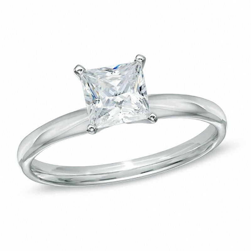 Main Image 1 of 1.00 CT. Certified Prestige® Princess-Cut Diamond Solitaire Engagement Ring in 14K White Gold (J/I1)