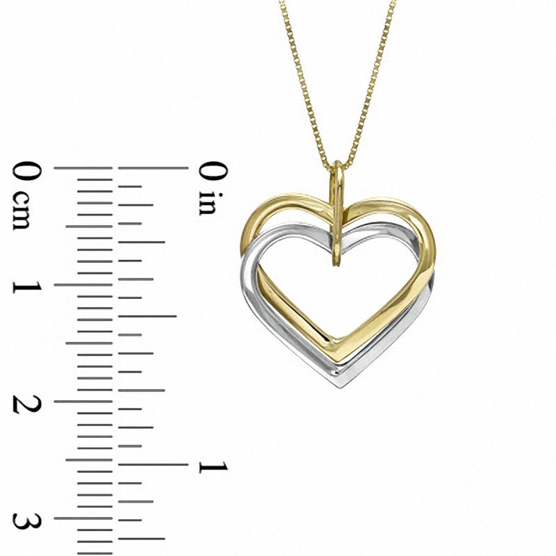 Interlocking Double Heart Pendant in 10K Two-Tone Gold