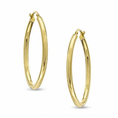 Elegance D'Italia™ 35mm Polished Hoop Earrings in Bronze with 14K Gold Plate