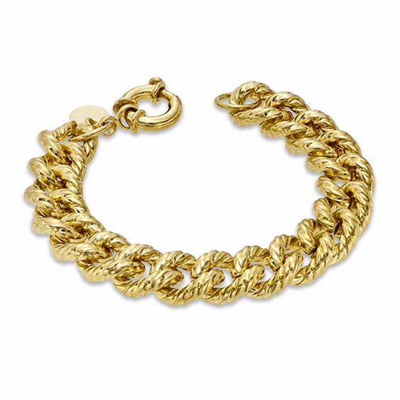 Elegance D'Italia™ 20mm Textured Curb Bracelet in Bronze with 14K Gold Plate - 7.75"