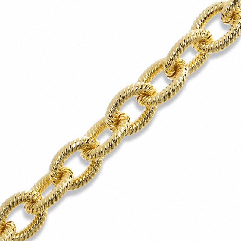 14.0mm Textured Oval Link Bracelet in Bronze with 14K Gold Plate - 7.75"